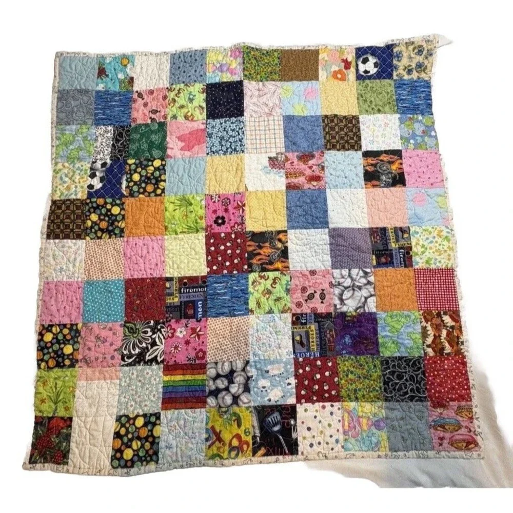 Patchwork Baby Quilt Anchors On Back Proverbs Scripture On Back See Pics 38”x38”